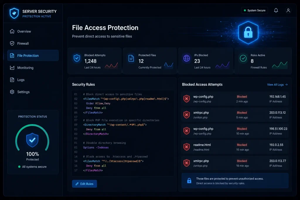 htaccess rules blocking access to sensitive WordPress files