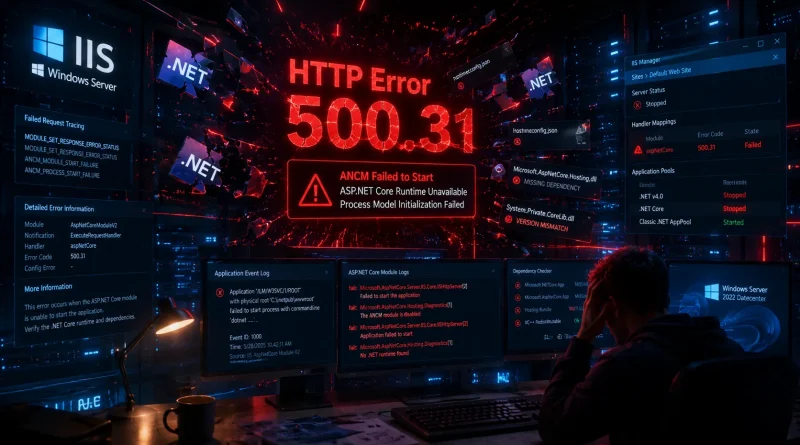 HTTP Error 500.31 ASP.NET Core runtime failed to load on IIS server