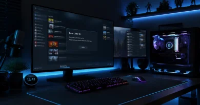 Steam error 16 download failure on gaming PC setup with modern RGB lighting